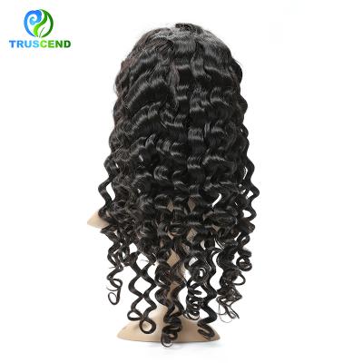 China Pre Plucked Natural Hairline Virgin Unprocessed Cuticle Aligned Brazilian Hair Water Wave 4*4 Lace Closure Wigs for sale