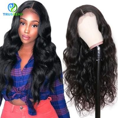 China Peruvian Transparent Lace Front Wigs Human Hair Body Wave Silky Straight 180% Density Lace Front Wig Pre Plucked Hairline for sale