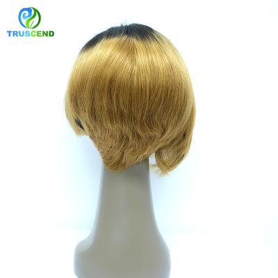 China Low price silky straight wave highlight 8 inch short straight hair pixie bob hair wig for sale