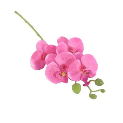 China Fashional 4 Fork Phalaenopsis Orchid Artificial Flower Wholesale Potted Orchid For Home Decoration for sale