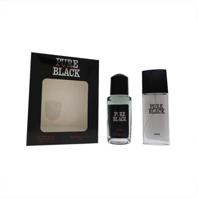 China Body Perfume OLU5035-2 60ML+60ML Pure Black Sterilize And Roll On Gift Set Perfume For Men for sale