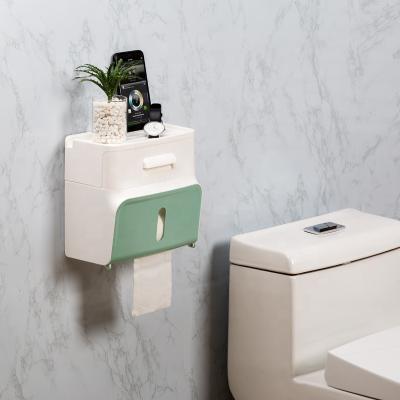 China Modern Bathroom Punchless Wall Mounted Colorful Waterproof Tissue Box for sale