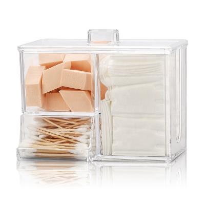 China Sustainable Q-Tips Acrylic Cosmetic Cotton Pads Cosmetic Storage Box for sale