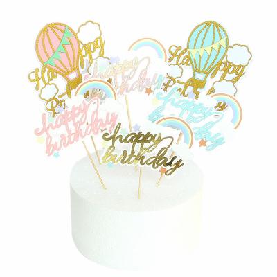 China Eco-friendly Material Birthday Cake Topper Kit Cloud Rainbow Balloon Happy Birthday Cake Decorations Party Supplies for sale