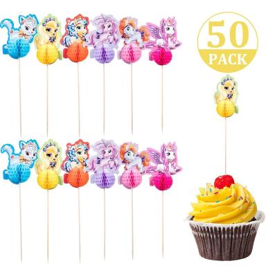 China 50pcs Colorful Paper Cupcake Topper Picks For Cupcakes for sale