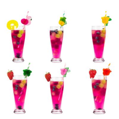 China Party Decoration 3D Fruit Paper Drinking Straws For Luau Hawaiian Birthday Party for sale