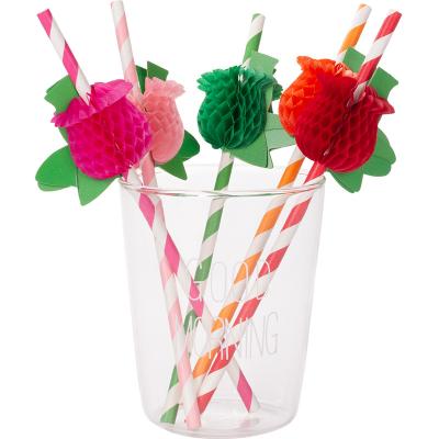 China Party Decoration Beach Tropical Hawaiian Theme Disposable Drinking Straws for Margaritas and Cocktail-Pink Flower for sale