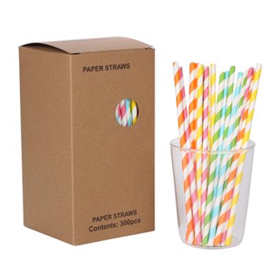 China 300pcs Eco-friendly Material Striped Paper Straws For Party In Assorted Rainbow Colors From Special Curation for sale