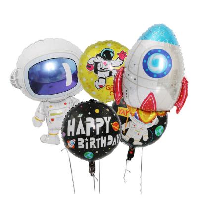 China Baby's Birthday Movie/2021New Cartoon Astronaut Theme Cartoon Rocket Spaceship Spaceship Foil Balloon Set Decorated Foil Balloon for sale