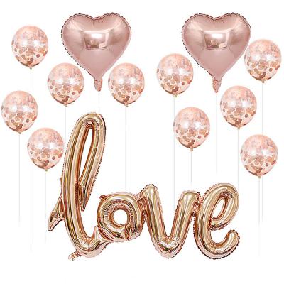 China 2021 new LOVE aluminum foil balloon decoration foil film/2021 suit wedding wedding venue decoration rose gold sequin balloons for sale