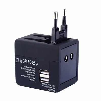 China New Convenient Arrive Custom Logo International Universal Travel Adapter Charger With USB 2 Port for sale