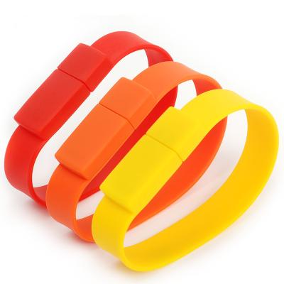 China 128gb Silicon Wristband USB Memory Stick Rubber Wristband Waterproof Customized USB Flash Drive for sale