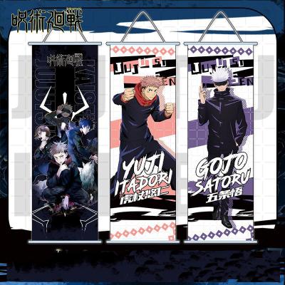 China Realistic Anime Yuji Itadori Gojo Satoru Wall Scrolls Poster Jujutsu Kaisen Hanging Painting for sale