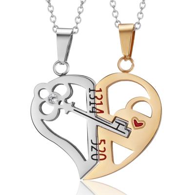 China FASHIONABLE Heart Shaped Couple Love Puzzle Stainless Steel Fashion Pendant Necklace for sale