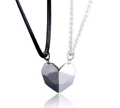 China Valentine's Day Love Romantic Magnetic Heart Jewelry Necklace Couples Stone Wish Magnet Pendant Necklace for sale