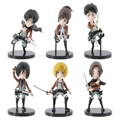 China Cartoon Toy 6pcs Q Version Eren Mikasa Attack on Titan Anime Action Figure PVC Model Toy for sale