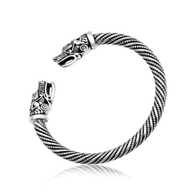 China Vintage Hot Selling Nordic European and American Viking Dragon Head Zodiac Men's Retro Cuff Opening Bracelet for sale