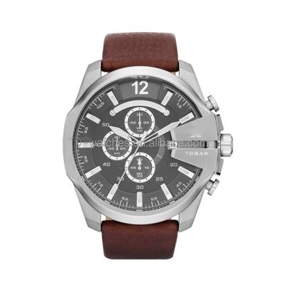 China DZ7317 Chronograph Dad Watches With Drum Dial Water Proof Quartz Watch Original Chronograph Brand Reloj With Top Leather Wrist Band for sale