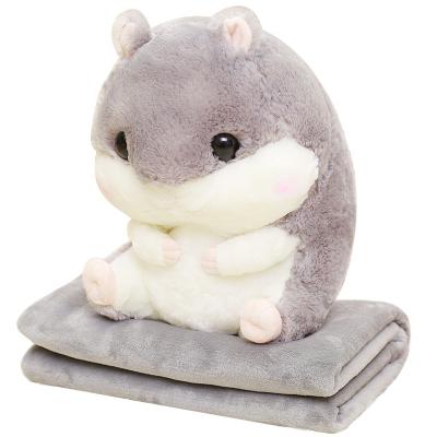 China Wholesale Stuffed Animal Super Soft Cute Hamster Pillow Various Colors Plush Hamster With Blanket for sale