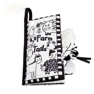 China Children's toys wholesale quiet animal tail children my first baby cloth activity cloth baby book toys set black and white soft cloth baby busy book for sale