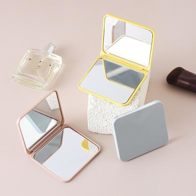 China Logo Folding Pocket Mirror Square Plastic Mini Makeup Mirror Customized Size Dual Monocular Mirror for sale