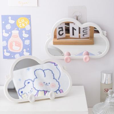 China Custom monocular mirror color photography decoration tool cloud shaped makeup desktop mirror with hooks on the back for sale