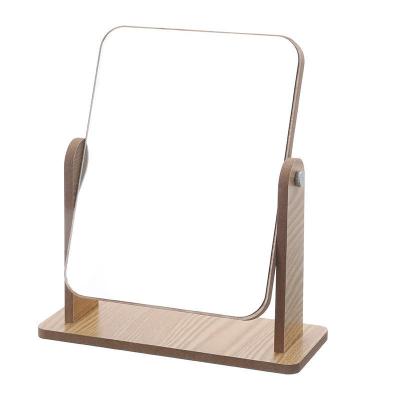 China Wooden Frame Desktop Aluminum Outdoor Square Mirror High Definition Personalized Rotating Makeup Mirror for sale