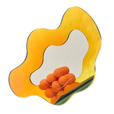 China Non-Specific Fancy Wall Hanging Acrylic Colored Mirror Irregular Shape Cloud Vanity Mirror Decoration for sale