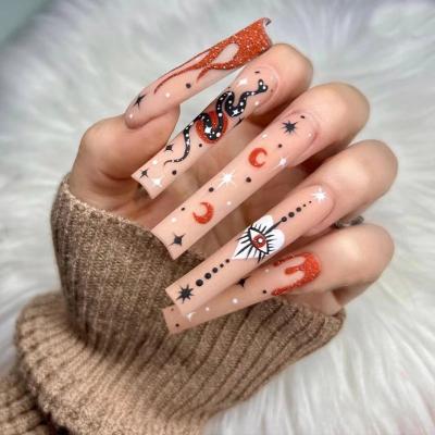 China Professional And Durable Acrylic Press On Nails Seller Long Nails Vendor Frosted Glitter Powder Stickers Removable Artificial Nails for sale