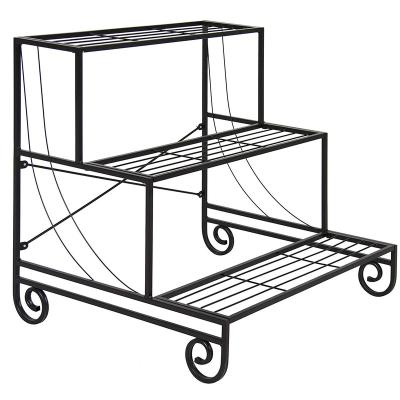 China Modern Metal Garden Ladder Plant Stands 3 Tier Metal Plant Rack For Indoor And Outdoor for sale