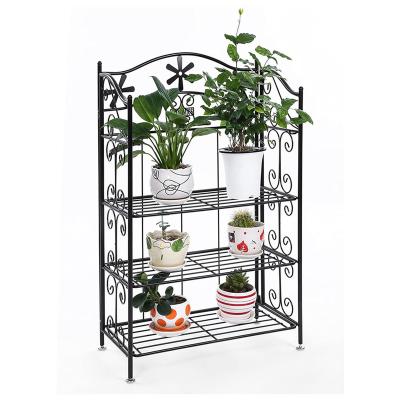 China Retro Modern Universal 4-Tier Metal Plant Stand Metal Plant Stand Display For Indoor And Outdoor for sale