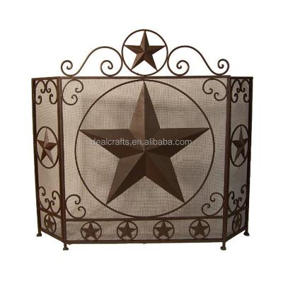 China Home& Foldable Garden Three Panel Metal Fireplace Screen For Fire Wood Burning Places for sale