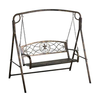 China Traditional Patio 2 Seat Garden Furniture Metal Patio Swings Hanging Porch Swing Bench for sale