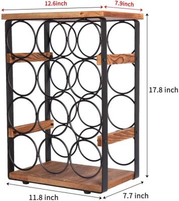 China 12 Viable Indoor Tabletop Wine Racks, Free Standing Metal Wine Storage Rack for sale