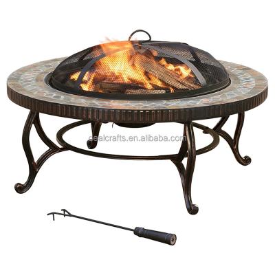 China Wholesale Outdoor Heating Fire Pits Wood Burning Outdoor Marble Stone Fireplace Mosaic Fire Pit for sale