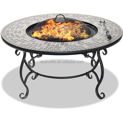 China Hot Selling Round Mosaic Design Fire Pit Wood Burning Firepit Outdoor Fire Mines Heating Table for sale