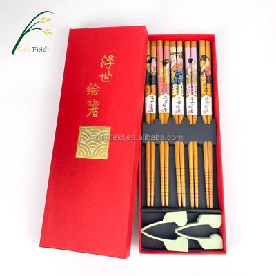 China Lady Pointed Restaurant Cartoon Fengri's new viable style household portrait of A printed bamboo chopsticks with help for sale