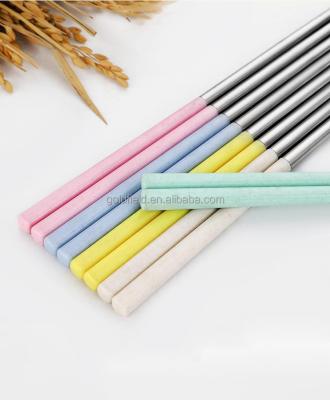 China Factory Direct Sale 304 Stainless Steel Wheat Straw Student Travel Outdoor Portable Viable Spliced ​​Chopsticks Dishwasher Safe for sale