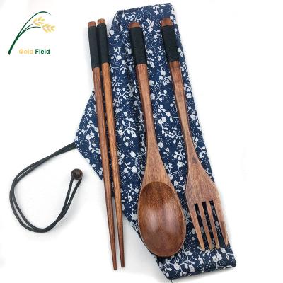 China Sustainable Wooden Cutlery Set Travel Utensils Reusable Flatware for sale