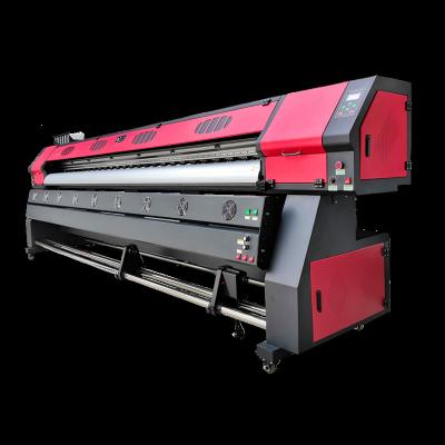 China Indoor Outdoor Advertising Dual Heads Red Color 3280mm Roll In Roll Inkjet Printer 2.58m/3.28m Solvent XP600 Printer for sale