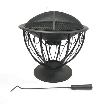 China Outdoor Black Portable Wood Burning Grill Stocked Metal Fire Bowl Barbecue Grill Cooking Fire Pit Garden Patio Camping for sale