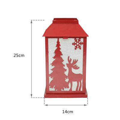 China Decorative Home Decor LED Lamps Christmas Pattern Metal Frame Candle Lantern Holder for sale