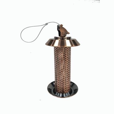 China Hot Sale Archaistic Copper Plating Tube Squirrel Chew Proof Metal Bird Feeder Viable For Outdoor/Garden for sale