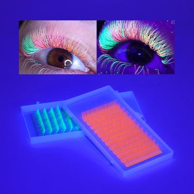 China Glow In The Dark Daily Vegan 25mm Mink Eyelash Neon Glow In Dark Color Lashes Pro Fluorescent Neon Purple Yellow Orange Blue for sale