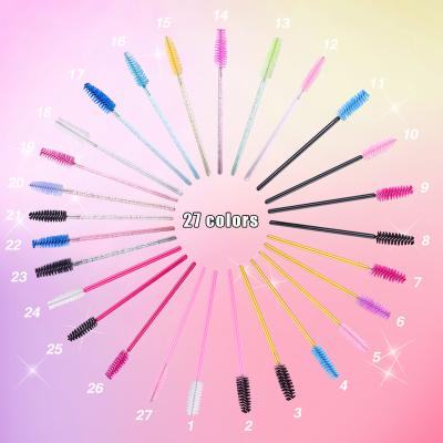 China Nylon Eyelash Extension Pack of 250 Micro Disposable Plastic Eyelash Extension Applicator Spoolie Mascara Magic Wands Makeup Tools Small Size Brushes for sale