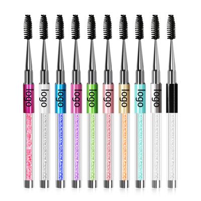 China Daily Spiral Crystal Micro Custom Mascara Wands Eyelash Extension Diamond Retractable Multi Color Eyelash Spoolie Mascara Brush for sale