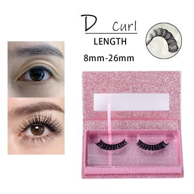 China Double 3D Layered Russian Faux Mink Strip False Lashes D Volume Curl 25mm Mink Strip Eyelashes Cruelty Free Russian Deep Curl Vegan Vendor for sale