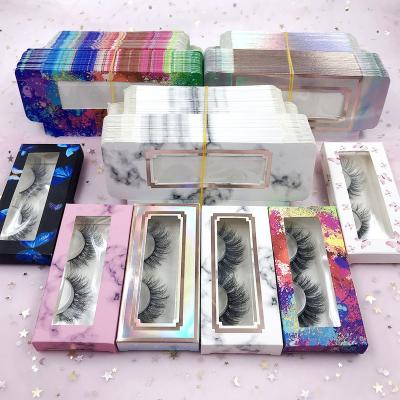 China 3D Double Layered Lashes Wholesale And Packaging Custom Fluffy Hand Made 3d Mink Eyelashes Butterfly Eyelash Paper Box Packaging for sale