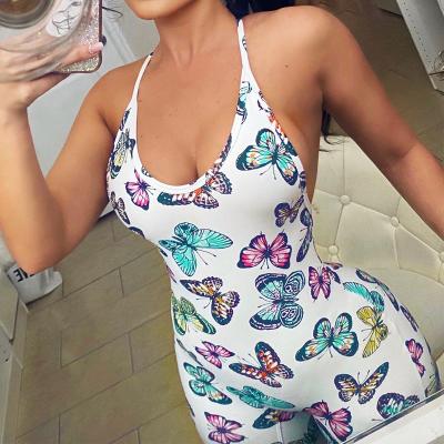 China 2020 Overalls QUICK DRY Summer Women Sexy Butterfly Spring Print Backless Stretch Streetwear Outfits Sleeveless QUICK DRY for sale