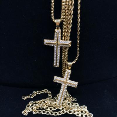 China Hiphop Beiyan Fashion Jewelry 2020 Hot Sale 18k Gold Plated Diamond Cross Stainless Steel Pendant for sale